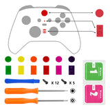 eXtremeRate Custom Home Guide Button LED Mod Stickers for Xbox One Elite Series 2 Controller with Tools Set, DIY Transparent Colorful Logo Sticker for Xbox One Elite V2 Controller - 30pcs in 6 Colors - MSXBM001