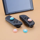 PlayVital Switch Joystick Caps, Switch Lite Thumbstick Caps, Silicone Analog Cover for Joycon of Switch OLED, Thumb Grip Rocker Caps for Nintendo Switch & Switch Lite - Mandys Pink & Bondi Blue - NJM1006