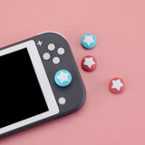 Star Design Cute Switch Thumb Grip Caps, Bondi Blue & Indian Red Joystick Caps for Nintendo Switch Lite, Silicone Analog Cover Thumb Stick Grips for for Joycon - NJM1010