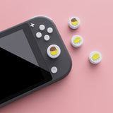 PlayVital Cheese & Pudding Cute Switch Thumb Grip Caps, White Joystick Caps for Nintendo Switch Lite, Silicone Analog Cover Thumbstick Grips for Joycon of Switch OLED - NJM1095