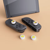 PlayVital Cheese & Pudding Cute Switch Thumb Grip Caps, White Joystick Caps for Nintendo Switch Lite, Silicone Analog Cover Thumbstick Grips for Joycon of Switch OLED - NJM1095