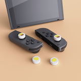 PlayVital Cheese & Pudding Cute Switch Thumb Grip Caps, White Joystick Caps for Nintendo Switch Lite, Silicone Analog Cover Thumbstick Grips for Joycon of Switch OLED - NJM1095