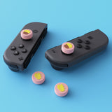 PlayVital Cheese & Pudding Cute Switch Thumb Grip Caps, Pale Red Joystick Caps for Nintendo Switch Lite, Silicone Analog Cover Thumbstick Grips for Joycon of Switch OLED - NJM1098