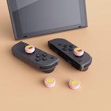 PlayVital Cheese & Pudding Cute Switch Thumb Grip Caps, Pale Red Joystick Caps for Nintendo Switch Lite, Silicone Analog Cover Thumbstick Grips for Joycon of Switch OLED - NJM1098