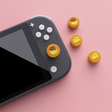 PlayVital Cheese & Pudding Cute Switch Thumb Grip Caps, Caution Yellow Joystick Caps for NS Switch Lite, Silicone Analog Cover Thumbstick Grips for Joycon of Switch OLED - NJM1100