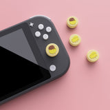 PlayVital Cheese & Pudding Cute Switch Thumb Grip Caps, Cream Yellow Joystick Caps for NS Switch Lite, Silicone Analog Cover Thumbstick Grips for Joycon of Switch OLED - NJM1101