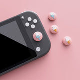 PlayVital Ice Cream Cute Switch Thumb Grip Caps, Pale Red Joystick Caps for NS Switch Lite, Silicone Analog Cover Thumbstick Grips for Joycon of Switch OLED - NJM1104