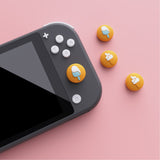 PlayVital Ice Cream Cute Switch Thumb Grip Caps, Caution Yellow Joystick Caps for NS Switch Lite, Silicone Analog Cover Thumbstick Grips for Joycon of Switch OLED - NJM1106