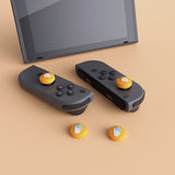 PlayVital Ice Cream Cute Switch Thumb Grip Caps, Caution Yellow Joystick Caps for NS Switch Lite, Silicone Analog Cover Thumbstick Grips for Joycon of Switch OLED - NJM1106