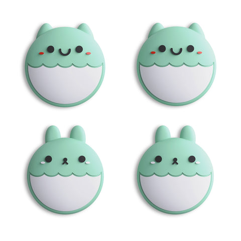 PlayVital Rabbit & Squirrel Cute Switch Thumb Grip Caps, Seafoam Green Joystick Caps for NS Switch Lite, Silicone Analog Cover Thumbstick Grips for Joycon of Switch OLED - NJM1118