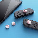 PlayVital Rabbit & Squirrel Cute Switch Thumb Grip Caps, Pale Red Joystick Caps for NS Switch Lite, Silicone Analog Cover Thumbstick Grips for Joycon of Switch OLED - NJM1119