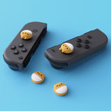 PlayVital Rabbit & Squirrel Cute Switch Thumb Grip Caps, Caution Yellow Joystick Caps for NS Switch Lite, Silicone Analog Cover Thumbstick Grips for Joycon of Switch OLED - NJM1121
