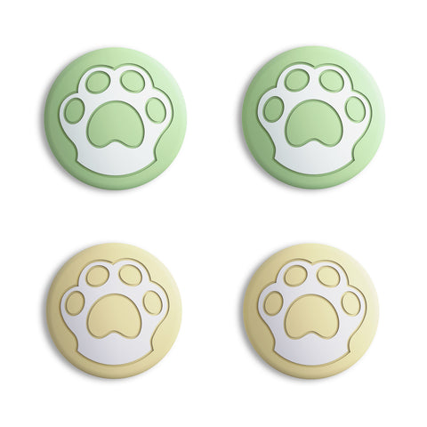 PlayVital Cat Paw Cute Switch Thumb Grip Caps, Matcha Green & Cream Yellow Joystick Caps for NS Switch Lite, Silicone Analog Cover Thumbstick Grips for Joycon of Switch OLED - NJM1128