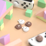 PlayVital Chubby Bear & Smiley Bunny Switch Thumb Grip Caps, Joystick Caps for NS Switch Lite, Silicone Analog Cover Thumbstick Grips for Joycon of Switch OLED - NJM1174