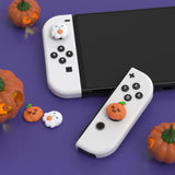 PlayVital Switch Joystick Caps, Switch Lite Thumbstick Caps, Silicone Analog Cover for Joycon of Switch OLED Thumb Grip Rocker Caps for Nintendo Switch & Switch Lite - Spooky Ghost with Pumpkin - NJM1179