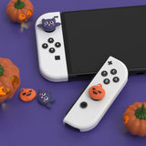 PlayVital Switch Joystick Caps, Switch Lite Thumbstick Caps, Silicone Analog Cover for Joycon of Switch OLED, Thumb Grip Rocker Caps for Nintendo Switch & Switch Lite - Halloween Pumpkin Bat - NJM1180