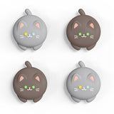 PlayVital Cutie Kitty Switch Joystick Caps, Switch Lite Thumbstick Caps, Silicone Analog Cover for Switch OLED Joycon Thumb Grip Rocker Caps for Nintendo Switch & Switch Lite - Fleeting Gray & Dark Brown - NJM1182