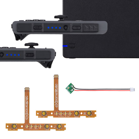 eXtremeRate Blue Firefly LED Tuning Kit for NS Switch Joycons Dock NS Joycon SL SR Buttons Ribbon Flex Cable Indicate Power LED-Joycons Dock NOT Included - NSLED005