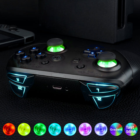 eXtremeRate Multi-Colors Luminated Thumbsticks D-pad ABXY ZR ZL L R Classic Symbol Buttons DTFS LED Kit for NS Switch Pro Controller - 9 Colors Modes 6 Areas DIY Option Button Control - NSLED002