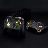 eXtremeRate Multi-Colors Luminated Thumbsticks D-pad ABXY ZR ZL L R Chrome Gold Classic Symbol Buttons DTFS LED Kit for NS Switch Pro Controller - 9 Colors Modes 6 Areas DIY Option Button Control - NSLED021