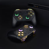 eXtremeRate Multi-Colors Luminated Thumbsticks D-pad ABXY ZR ZL L R Chrome Gold Classic Symbol Buttons DTFS LED Kit for NS Switch Pro Controller - 9 Colors Modes 6 Areas DIY Option Button Control - NSLED021