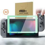 eXtremeRate 2 Pack Antique Misty Green Transparent HD Clear Saver Protector Film, Tempered Glass Screen Protector for Nintendo Switch [Anti-Scratch, Anti-Fingerprint, Shatterproof, Bubble-Free] - NSPJ0712