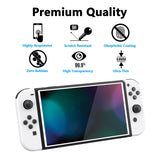 PlayVital White Border Tempered Glass Screen Protector for NS Switch OLED, Anti-Scratch Bubble Free Transparent HD Clear Protector Film for Switch OLED - 2 Pack Included - NTA8005