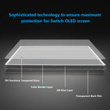 PlayVital White Border Tempered Glass Screen Protector for NS Switch OLED, Anti-Scratch Bubble Free Transparent HD Clear Protector Film for Switch OLED - 2 Pack Included - NTA8005