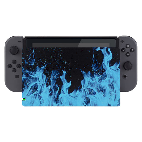 PlayVital Blue Flame Patterned Custom Protective Case for NS Switch Charging Dock, Dust Anti Scratch Dust Hard Cover for NS Switch Dock - Dock NOT Included - NTG7002