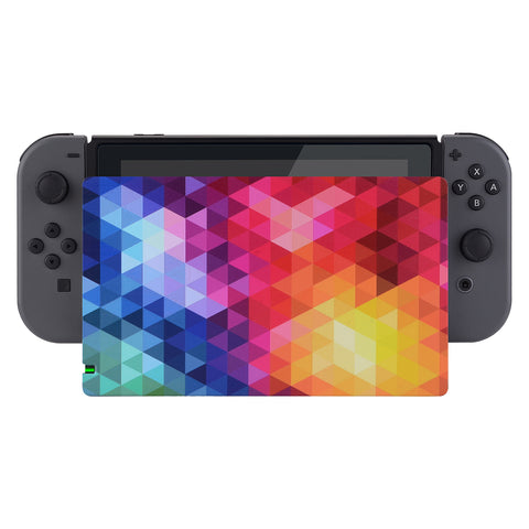 PlayVital Colorful Triangle Patterned Custom Protective Case for NS Switch Charging Dock, Dust Anti Scratch Dust Hard Cover for NS Switch Dock - Dock NOT Included - NTG7003