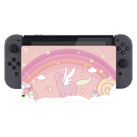 PlayVital Candy Rainbow Unicorn Patterned Custom Protective Case for NS Switch Charging Dock, Dust Anti Scratch Dust Hard Cover for NS Switch Dock - Dock NOT Included - NTG7007
