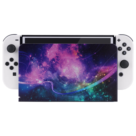 PlayVital Purple Galaxy Custom Dock Cover for Nintendo Switch OLED, Dust Anti Scratch PC Hard Faceplate Shell Cover for Nintendo Switch OLED Charging Dock - Dock NOT Included - NTG8004