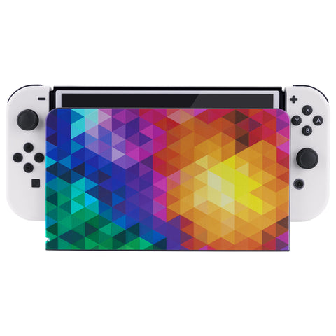 PlayVital Colorful Triangle Custom Dock Cover for Nintendo Switch OLED, Dust Anti Scratch PC Hard Faceplate Shell Cover for Nintendo Switch OLED Charging Dock - Dock NOT Included - NTG8005