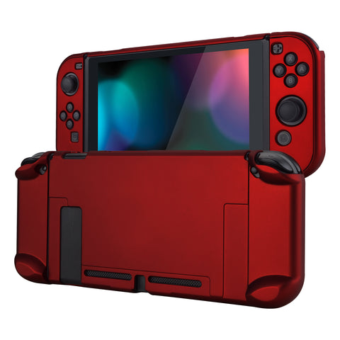 PlayVital Scarlet Red Back Cover for NS Switch Console, NS Joycon Handheld Controller Separable Protector Hard Shell, Customized Dockable Protective Case for NS Switch - NTP305