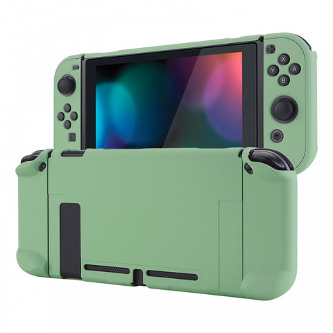PlayVital Matcha Green Back Cover for NS Switch Console, NS Joycon Handheld Controller Separable Protector Hard Shell, Soft Touch Customized Dockable Protective Case for NS Switch - NTP339