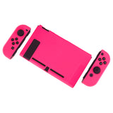 PlayVital Bright Pink Back Cover for NS Switch Console, NS Joycon Handheld Controller Separable Protector Hard Shell, Soft Touch Customized Dockable Protective Case for NS Switch - NTP340
