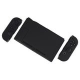 PlayVital Black Back Cover for NS Switch Console, NS Joycon Handheld Controller Separable Protector Hard Shell, Soft Touch Customized Dockable Protective Case for NS Switch - NTP344