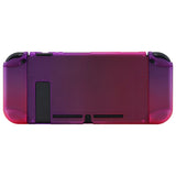 PlayVital Clear Atomic Purple Rose Red Back Cover for NS Switch Console, NS Joycon Handheld Controller Separable Protector Hard Shell, Soft Touch Customized Dockable Protective Case for NS Switch - NTP345