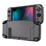PlayVital Graphite Carbon Fiber Pattern Glossy Back Cover for NS Switch Console, NS Joycon Handheld Controller Separable Protector Hard Shell, Customized Dockable Protective Case for NS Switch - NTS201