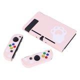 eXtremeRate PlayVital Pink Cat Paw Back Cover for NS Switch Console, NS Joycon Handheld Controller Separable Protector Hard Shell, Dockable Protective Case with Colorful ABXY Direction Button Caps - NTT101