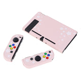 eXtremeRate PlayVital Cherry Blossoms Petals Back Cover for NS Switch Console, NS Joycon Handheld Controller Separable Protector Hard Shell, Dockable Protective Case with Colorful ABXY Direction Button Caps - NTT102