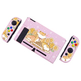 eXtremeRate PlayVital Hamster & Sunflower Back Cover for NS Switch Console, NS Joycon Handheld Controller Separable Protector Hard Shell, Dockable Protective Case with Colorful ABXY Direction Button Caps - NTT106