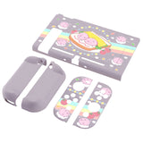eXtremeRate PlayVital Piggy Sandwich Back Cover for NS Switch Console, NS Joycon Handheld Controller Separable Protector Hard Shell, Dockable Protective Case with Colorful ABXY Direction Button Caps - NTT118