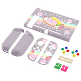eXtremeRate PlayVital Piggy Sandwich Back Cover for NS Switch Console, NS Joycon Handheld Controller Separable Protector Hard Shell, Dockable Protective Case with Colorful ABXY Direction Button Caps - NTT118