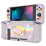 eXtremeRate PlayVital Piggy Sandwich Back Cover for NS Switch Console, NS Joycon Handheld Controller Separable Protector Hard Shell, Dockable Protective Case with Colorful ABXY Direction Button Caps - NTT118
