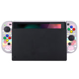 eXtremeRate PlayVital Piggy Sandwich Back Cover for NS Switch Console, NS Joycon Handheld Controller Separable Protector Hard Shell, Dockable Protective Case with Colorful ABXY Direction Button Caps - NTT118