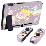 eXtremeRate PlayVital Piggy Sandwich Back Cover for NS Switch Console, NS Joycon Handheld Controller Separable Protector Hard Shell, Dockable Protective Case with Colorful ABXY Direction Button Caps - NTT118