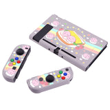eXtremeRate PlayVital Piggy Sandwich Back Cover for NS Switch Console, NS Joycon Handheld Controller Separable Protector Hard Shell, Dockable Protective Case with Colorful ABXY Direction Button Caps - NTT118
