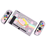 eXtremeRate PlayVital Piggy Sandwich Back Cover for NS Switch Console, NS Joycon Handheld Controller Separable Protector Hard Shell, Dockable Protective Case with Colorful ABXY Direction Button Caps - NTT118