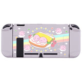 eXtremeRate PlayVital Piggy Sandwich Back Cover for NS Switch Console, NS Joycon Handheld Controller Separable Protector Hard Shell, Dockable Protective Case with Colorful ABXY Direction Button Caps - NTT118